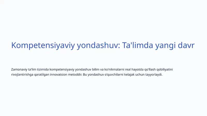 Kompetensiyaviy yondashuv