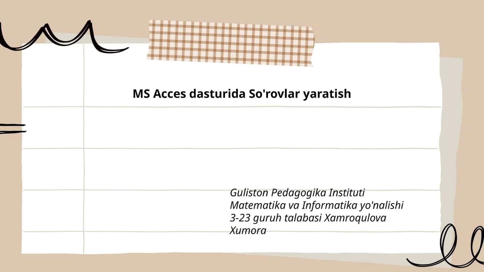 MS Acces dasturida So'rovlar yaratish