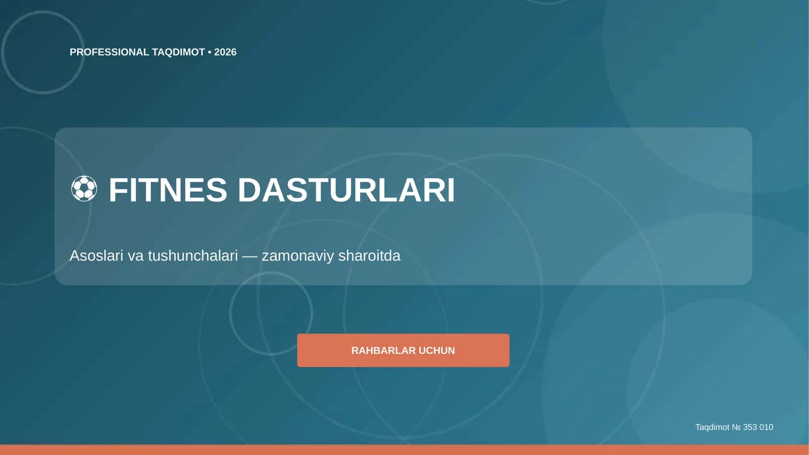 Fitnes dasturlari: asoslari va tushunchalari (zamonaviy sharoitda) [rahbarlar uchun]