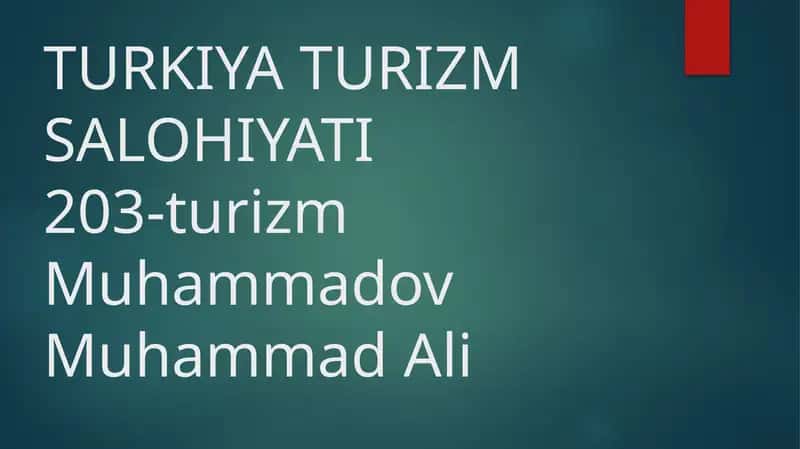 TURKIYA TURIZM SALOHIYATI