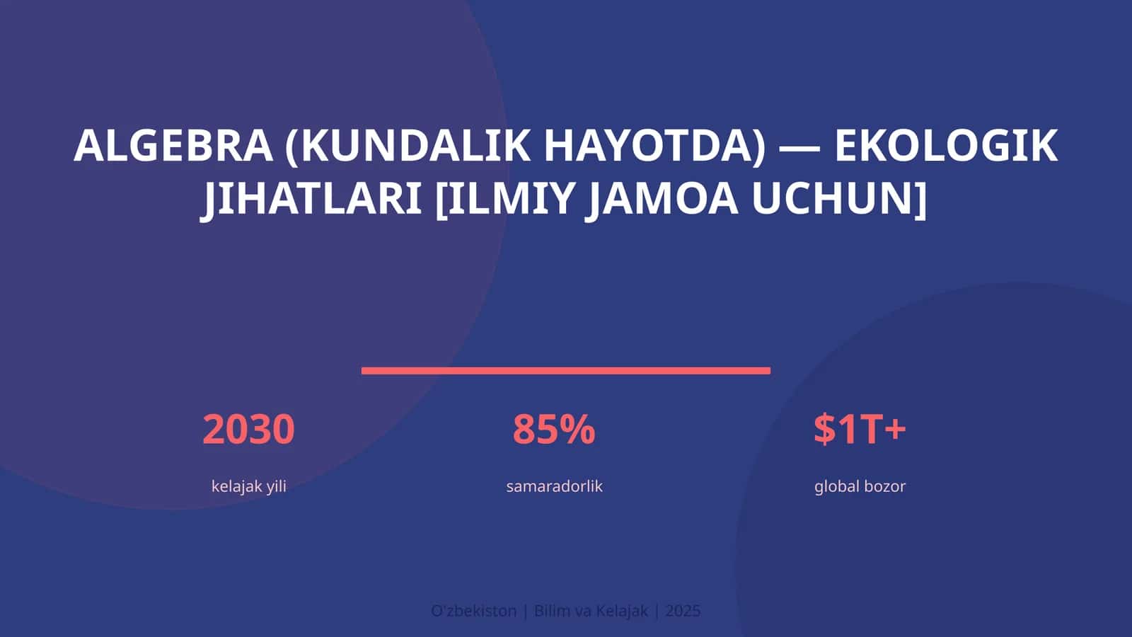 Algebra (kundalik hayotda) — ekologik jihatlari [ilmiy jamoa uchun]