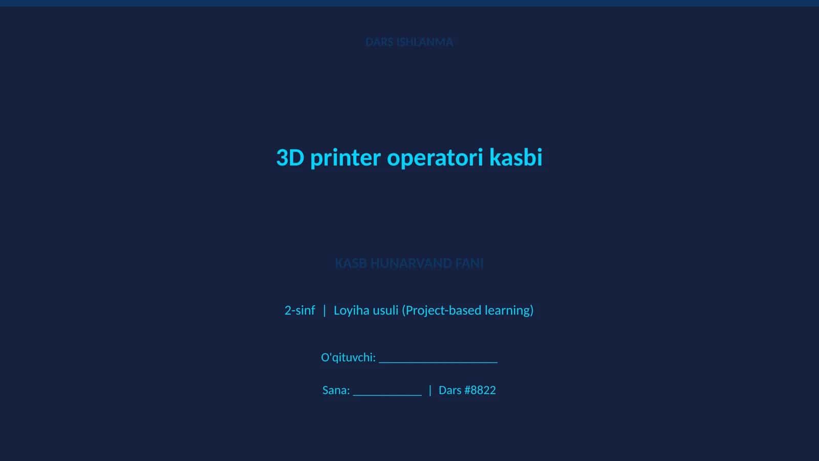 3D printer operatori kasbi