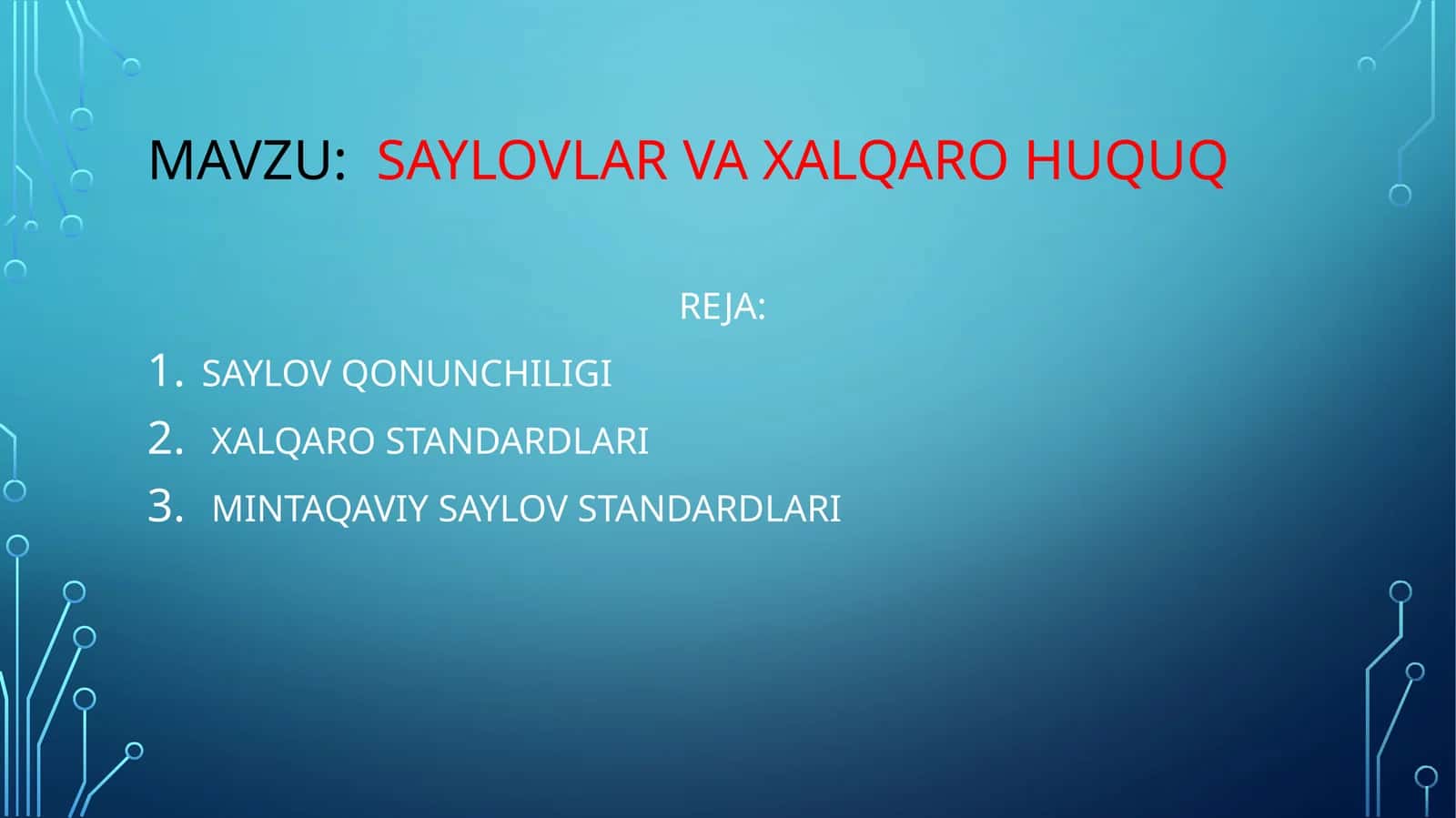 saylovlar va xalqaro huquq