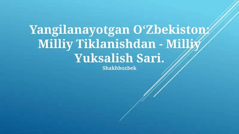 O‘zbekistonning Milliy Tiklanishi