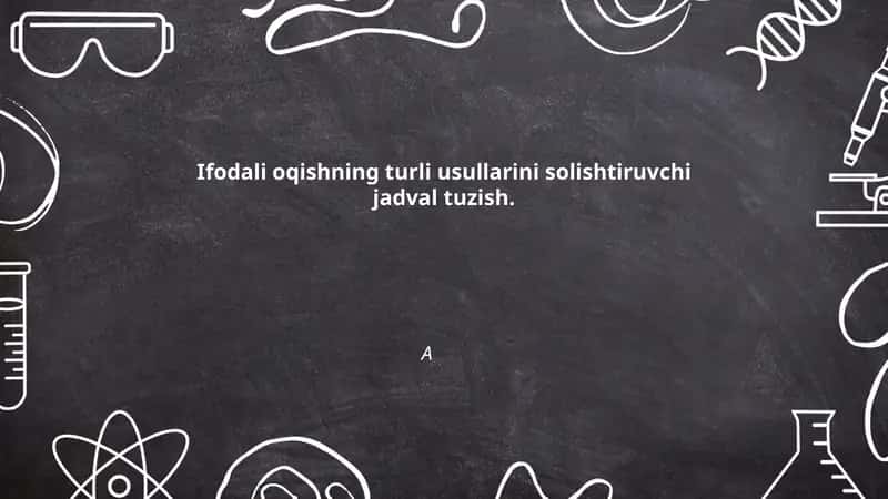 Ifodali oqishning turli usullarini solishtiruvchi jadval tuzish