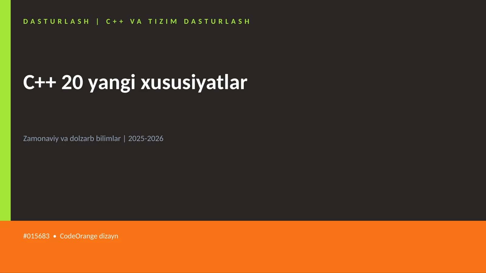 C++ VA TIZIM DASTURLASH