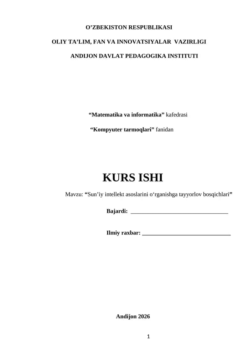 Sun’iy intellekt asoslarini o‘rganishga tayyorlov bosqichlari