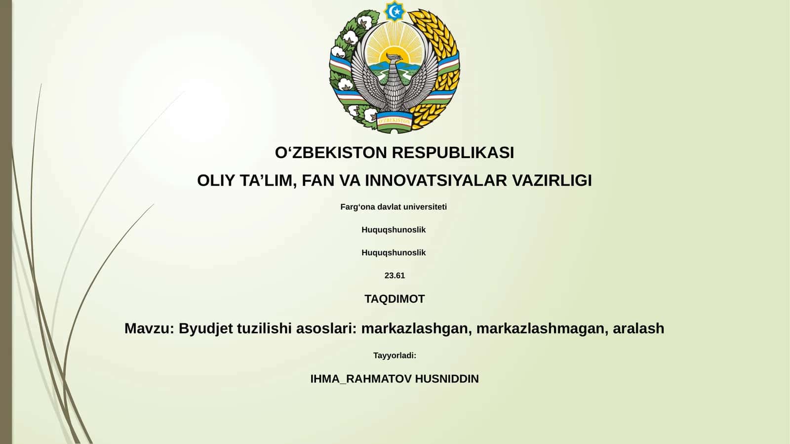 Byudjet tuzilishi asoslari: markazlashgan, markazlashmagan, aralash