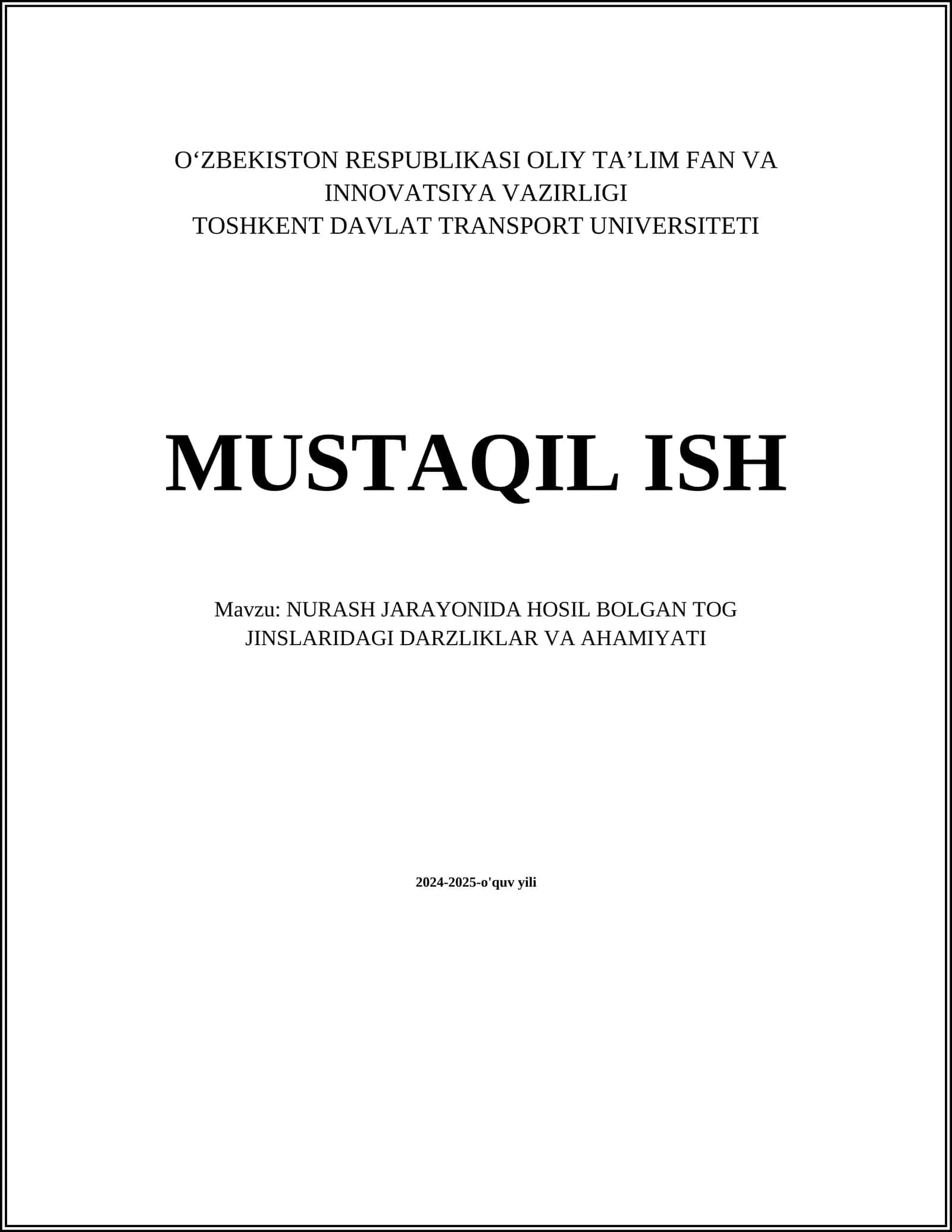 NURASH JARAYONIDA HOSIL BOLGAN TOG JINSLARIDAGI DARZLIKLAR VA AHAMIYATI