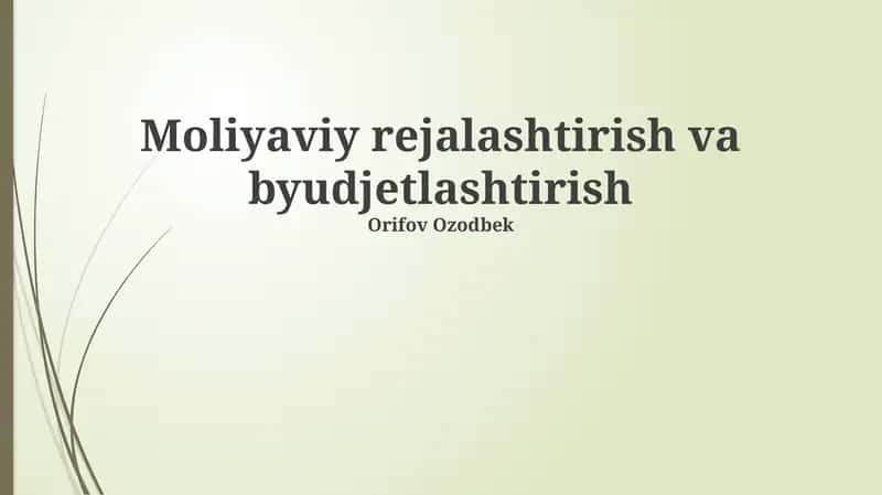Moliyaviy rejalashtirish va byudjetlashtirish