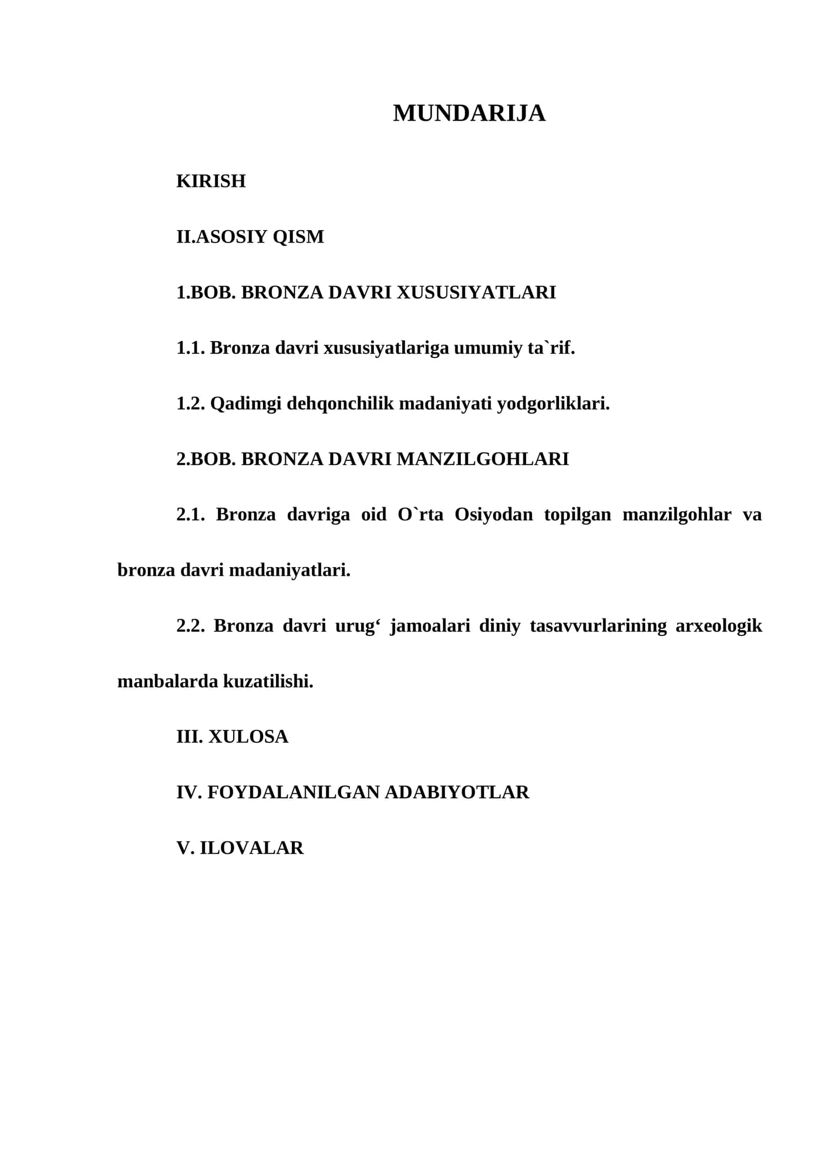 MUNDARIJA
