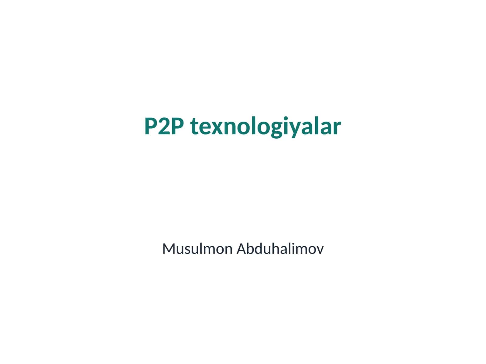 P2P texnologiyalar