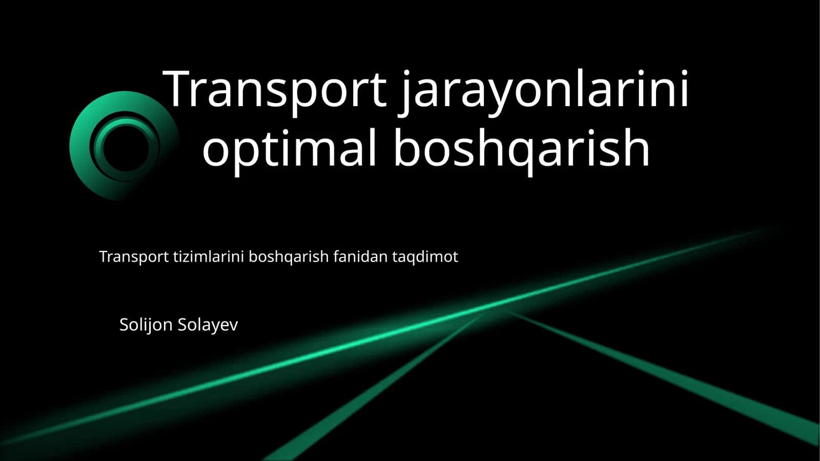 Transport jarayonlarini optimal boshqarish