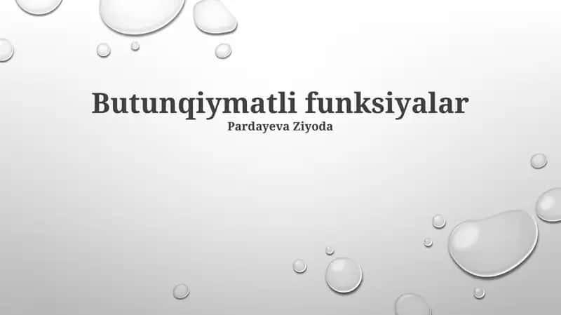 Butun qiymatli funksiyalar