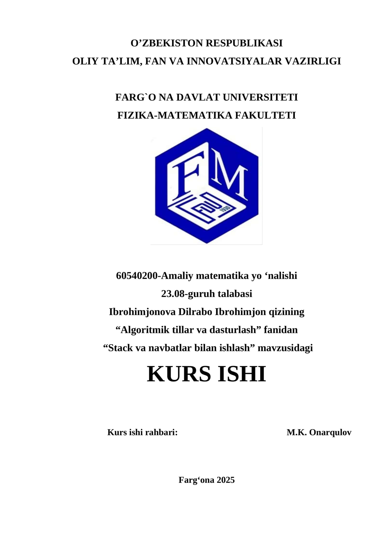 Stack va navbatlar bilan ishlash
