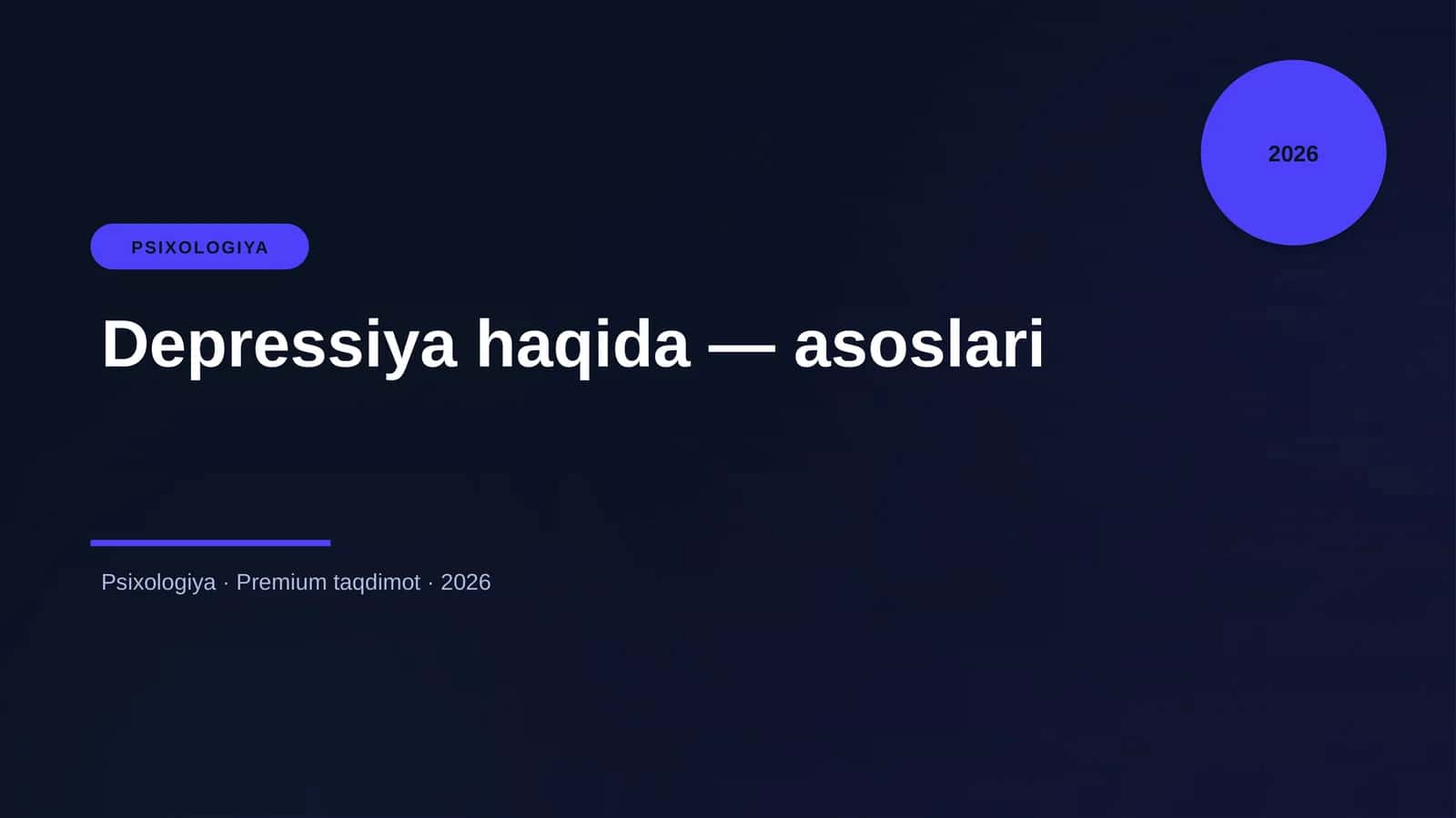 Depressiya haqida — asoslari