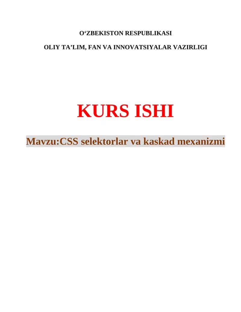 CSS selektorlar va kaskad mexanizmi