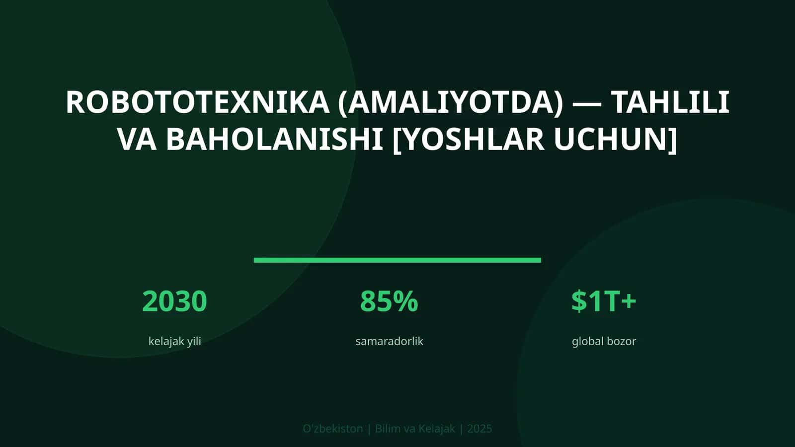 Robototexnika (amaliyotda) — tahlili va baholanishi [yoshlar uchun]