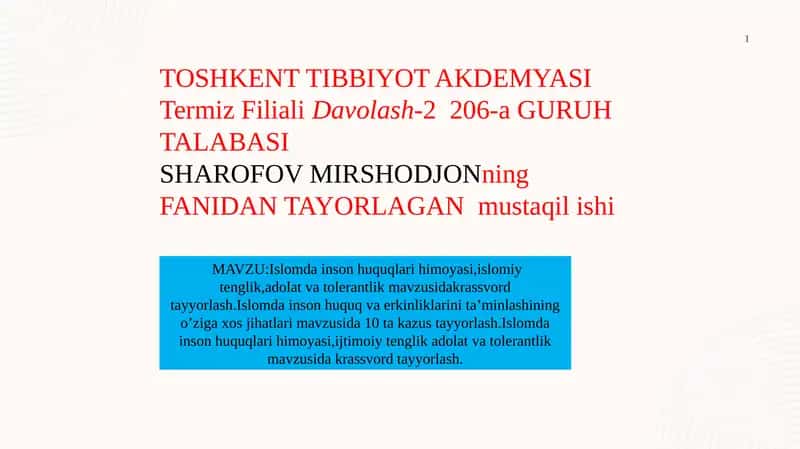 Islomda inson huquqlari himoyasi