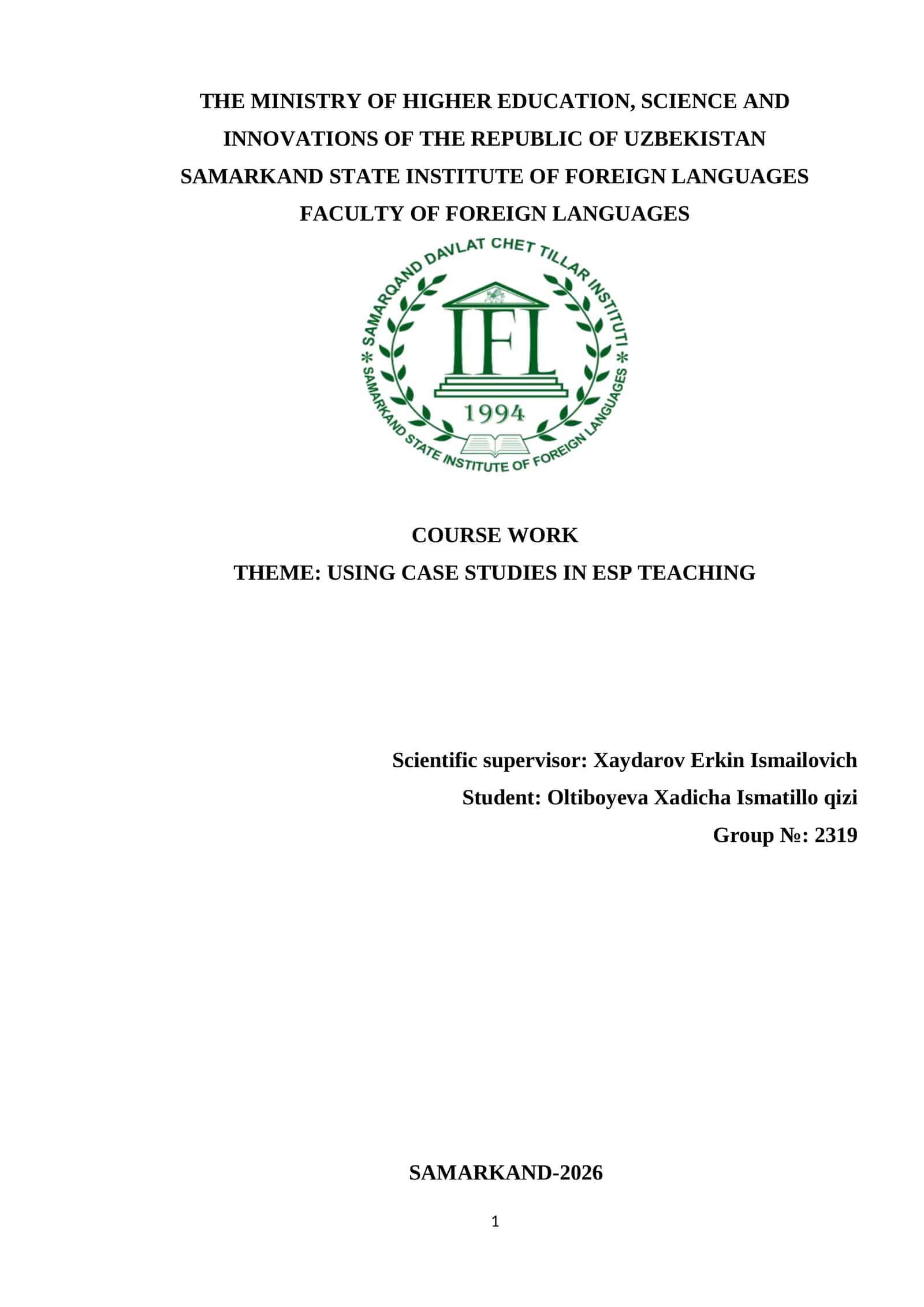 USING CASE STUDIES IN ESP TEACHING