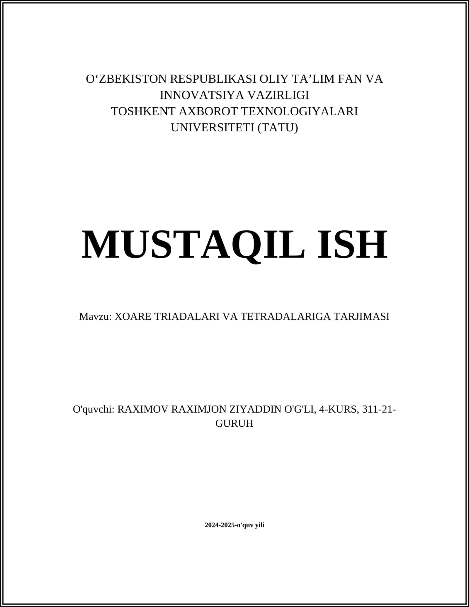 Xo‘ja Tridalari va Tetradalarining tarixi