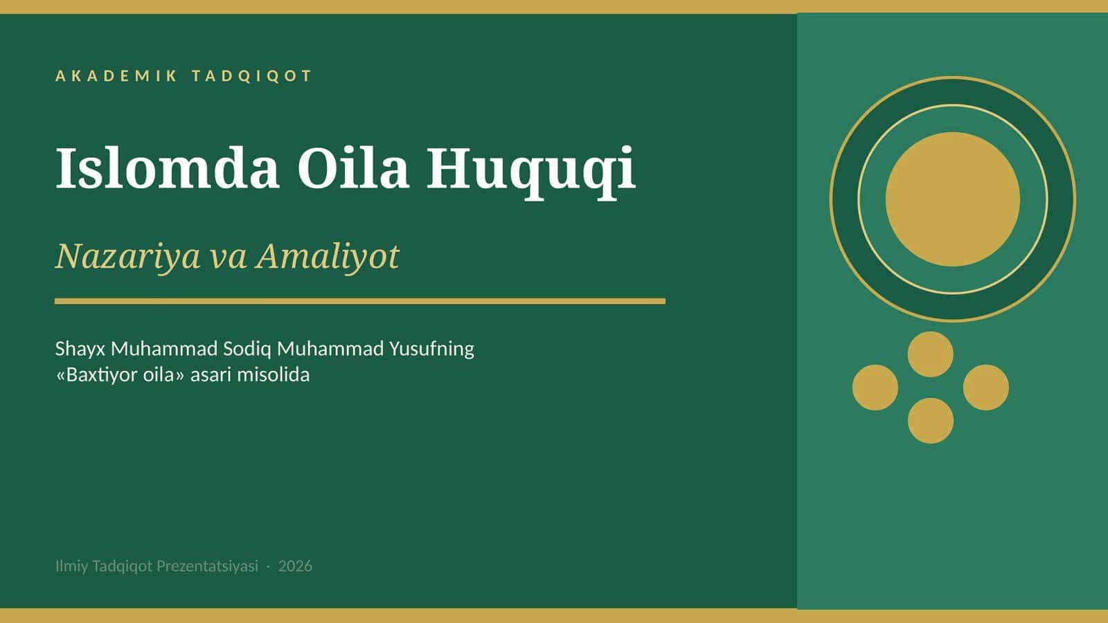 Islomda Oila Huquqi Nazariya va Amaliyot