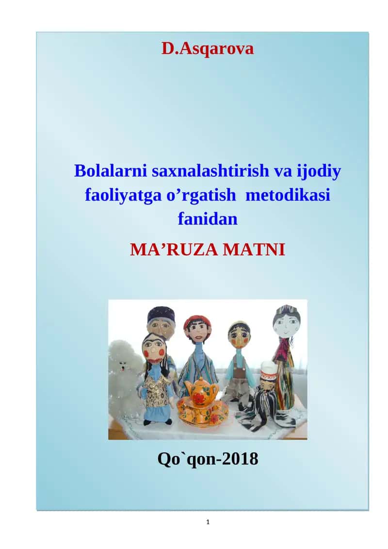 Maktabgacha Ta'lim Muassasasida Saxnalashtirish Faoliyati