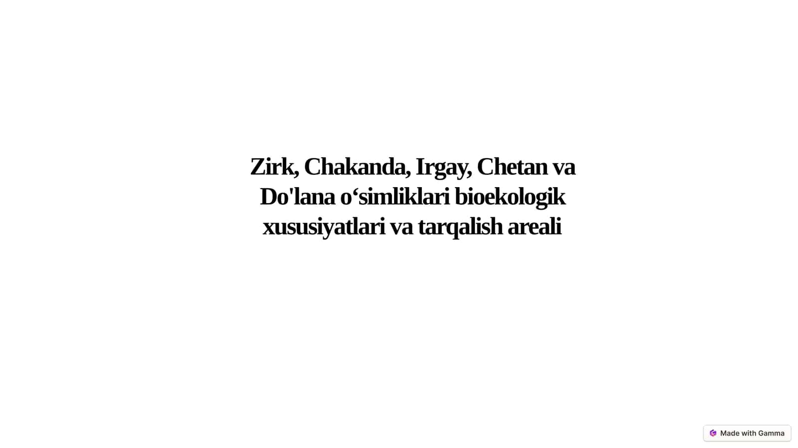 Zirk, Chakanda, Irgay