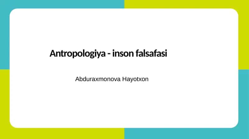 Antropologiya-insonfalsafasi