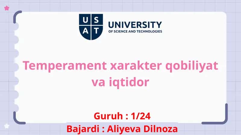 Temperament, xarakter va qobiliyat