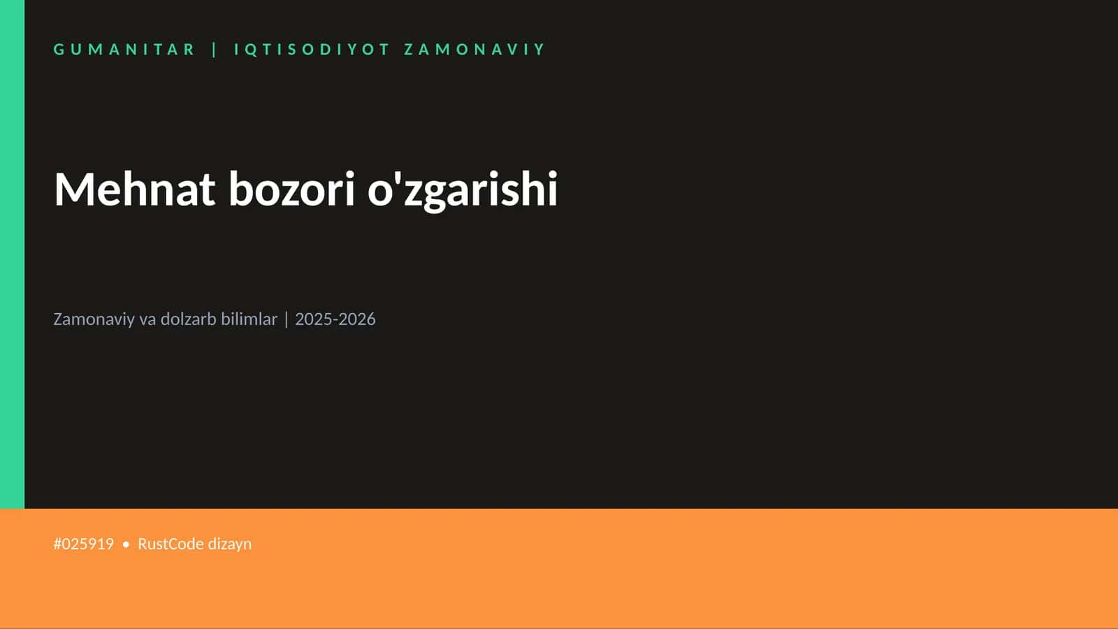 Mehnat bozori o'zgarishi