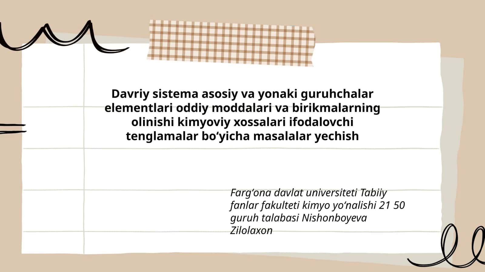 Davriy sistema asosiy va yonaki guruhchalar elementlari