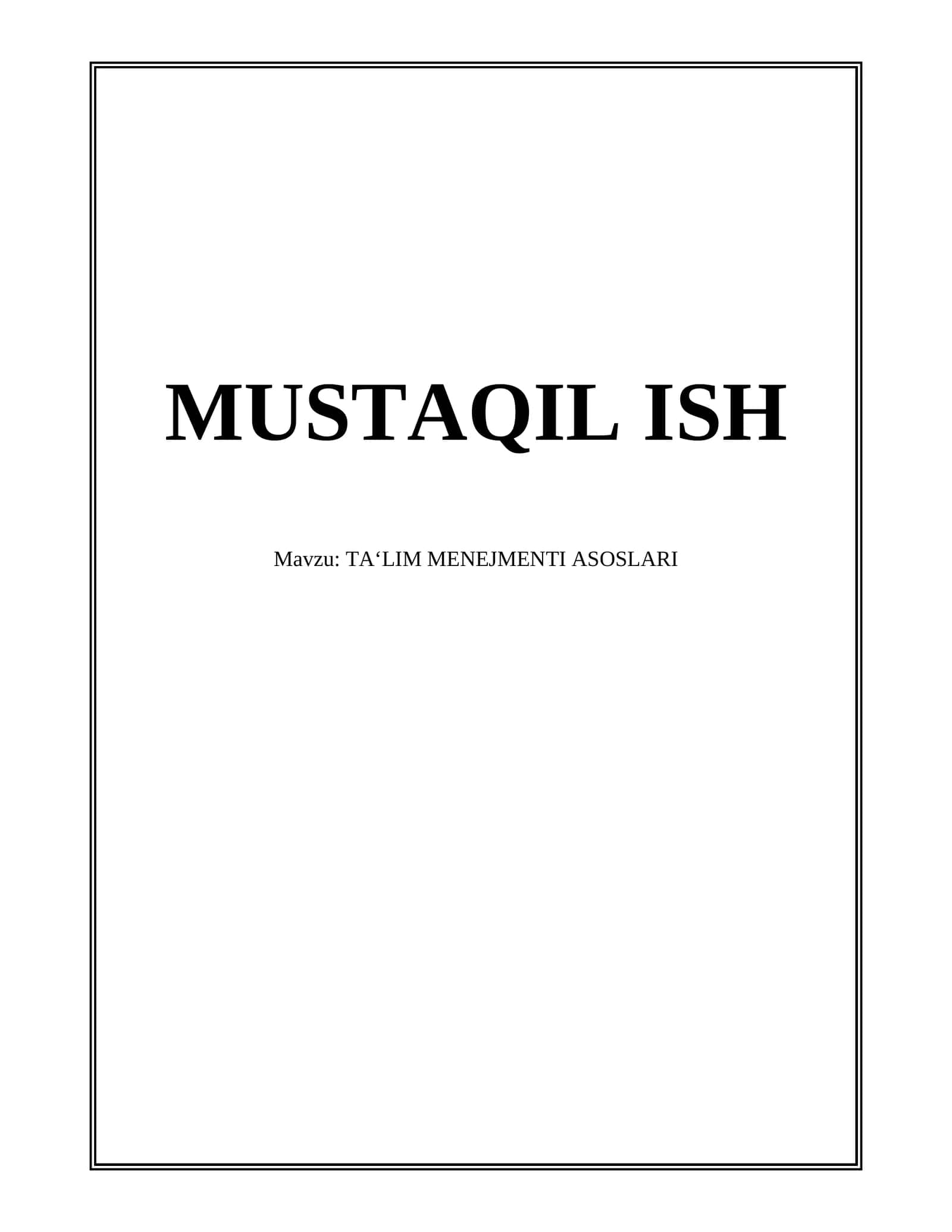 TA‘LIM MENEJMENTI ASOSLARI