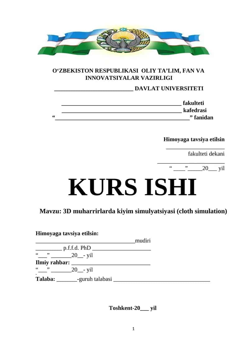 3D muharrirlarda kiyim simulyatsiyasi (cloth simulation)