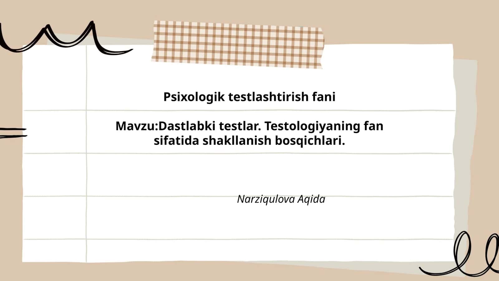 Psixologik testlashtirish fani