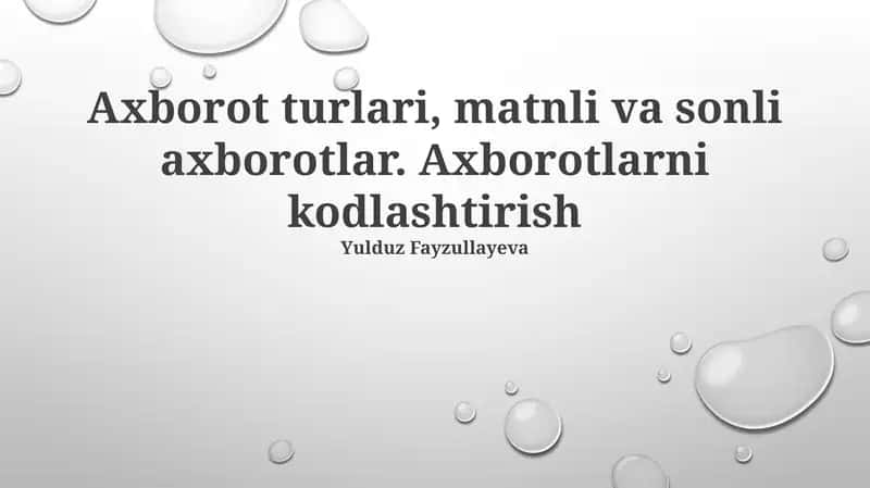 Matn va Raqamli Ma'lumotlar