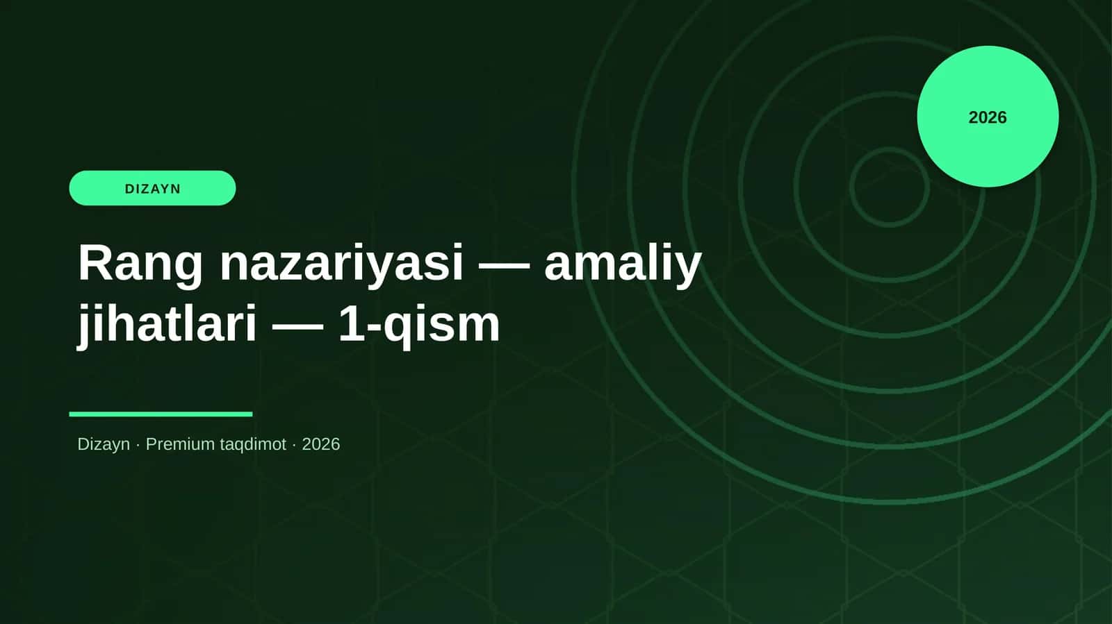 Rang nazariyasi — amaliy jihatlari — 1-qism