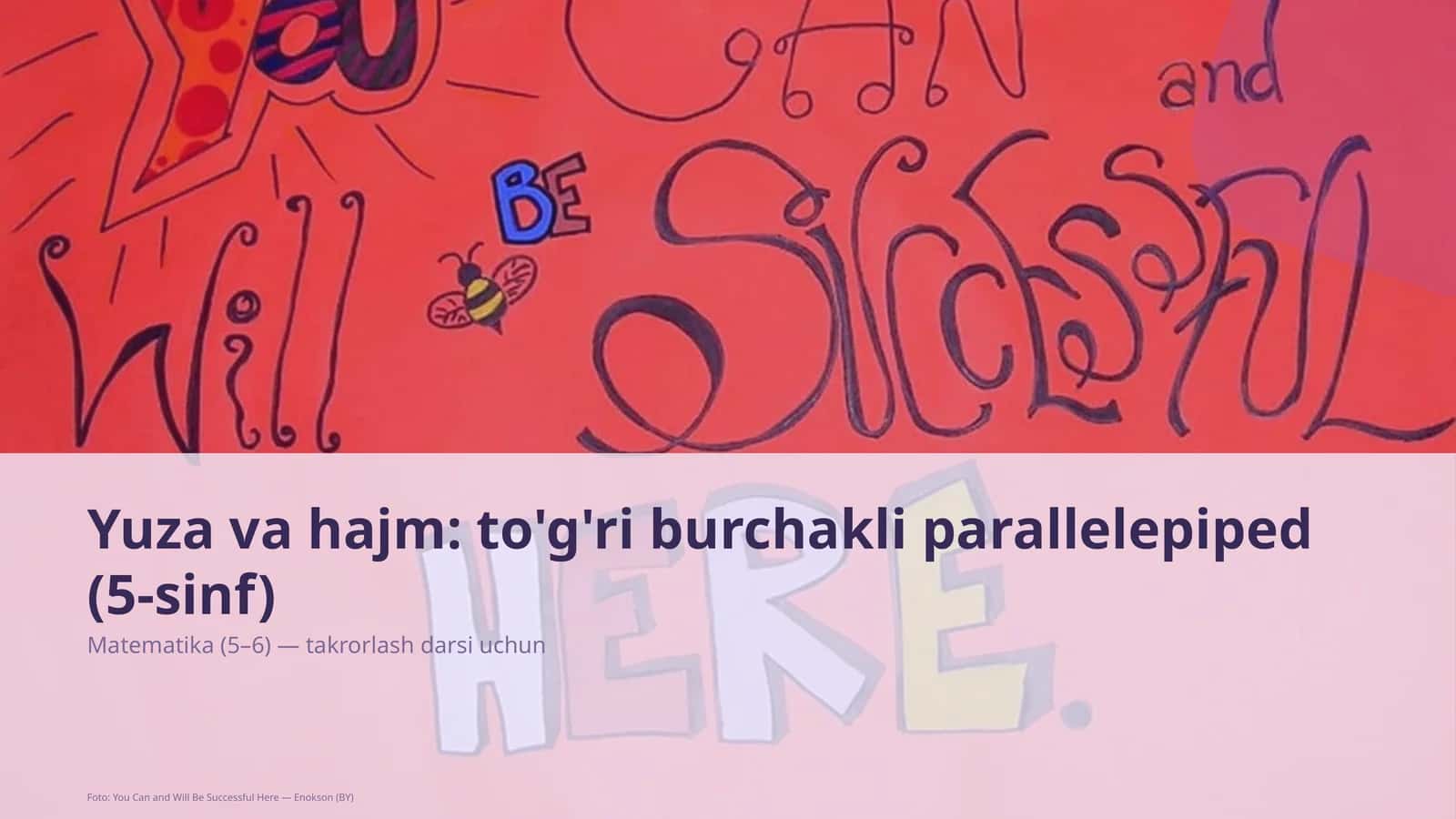 Yuza va hajm: to'g'ri burchakli parallelepiped (5-sinf)