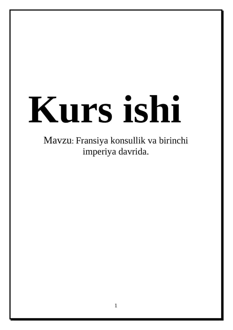 Fransiya konsullik va birinchi imperiya davrida