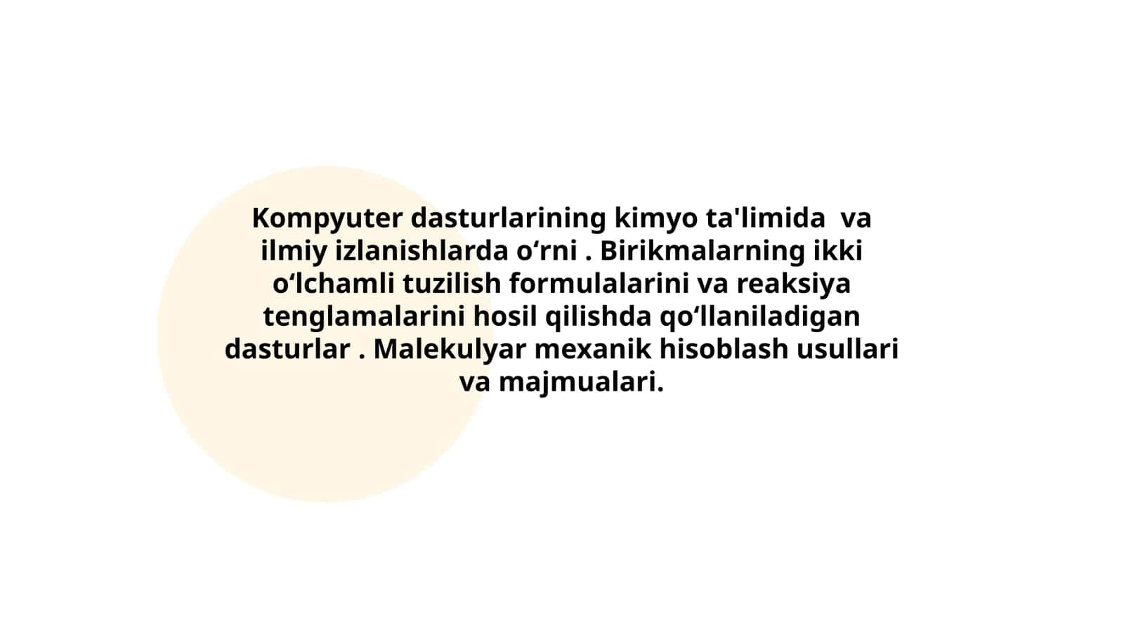 Kimyo fanida kompyuter dasturlari