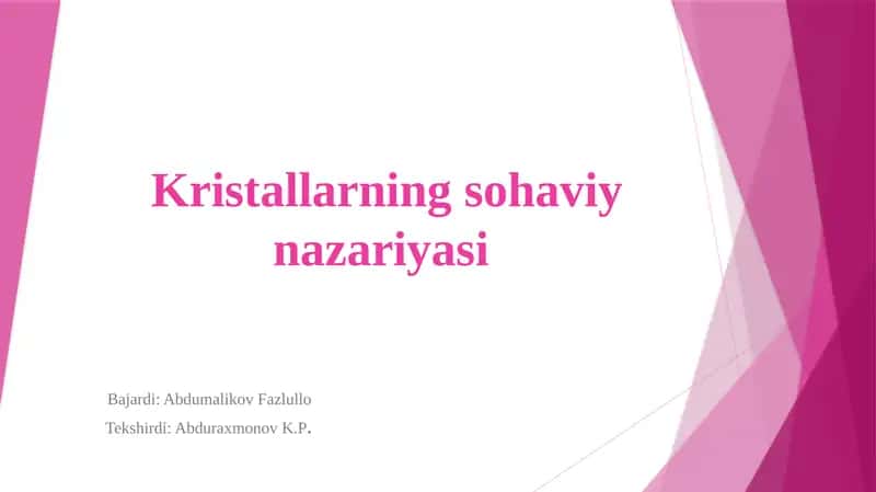 Kristallarning sohaviy nazariyasi