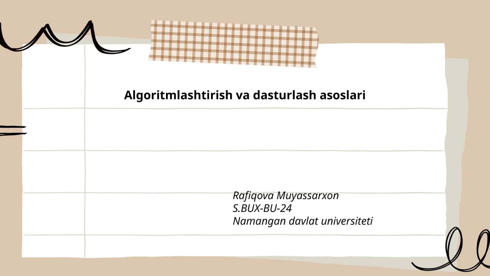 Algoritmlashtirish va dasturlash asoslari