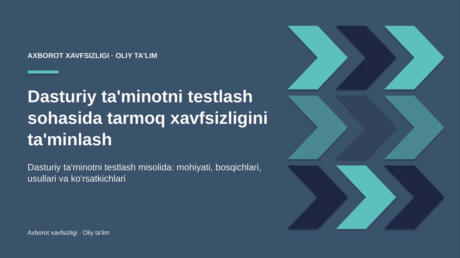 dasturiy ta'minotni testlash sohasida tarmoq xavfsizligini ta'minlash 1901