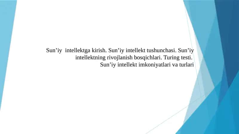 Sun’iy intellektga kirish