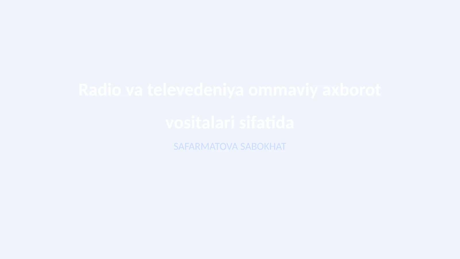 SAFARMATOVA SABOKHAT