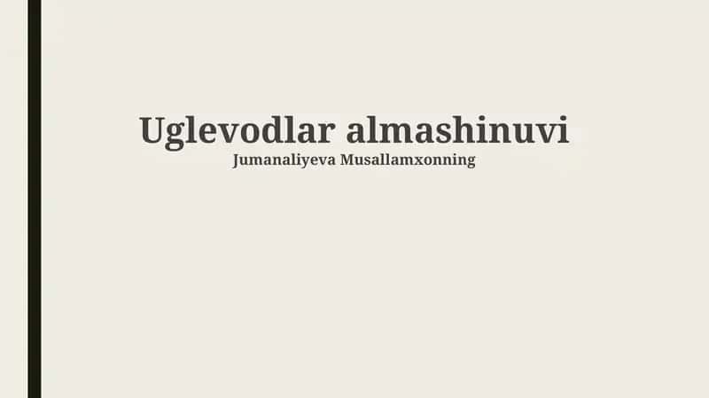 Uglevodlar almashinuvi