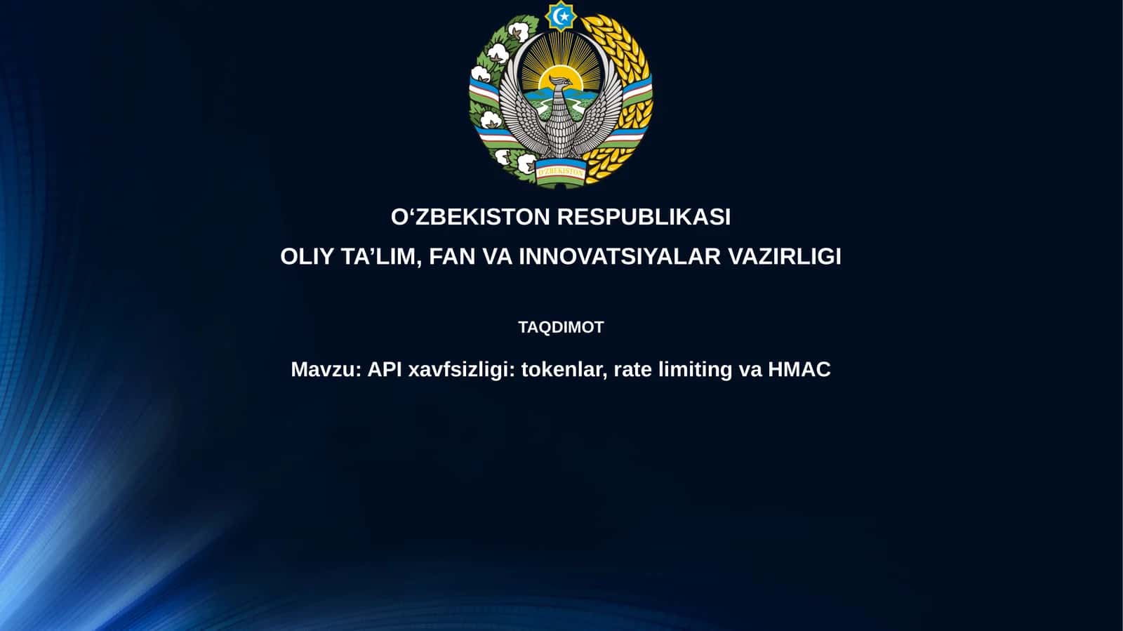 API Xavfsizligi: Tokenlar, Rate Limiting va HMAC