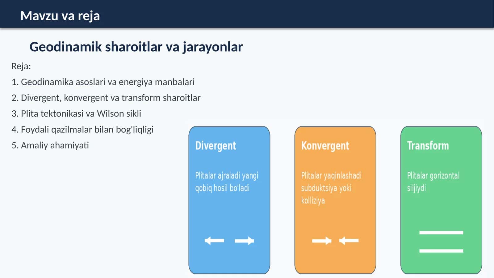 Geodinamik sharoitlar va jarayonlar