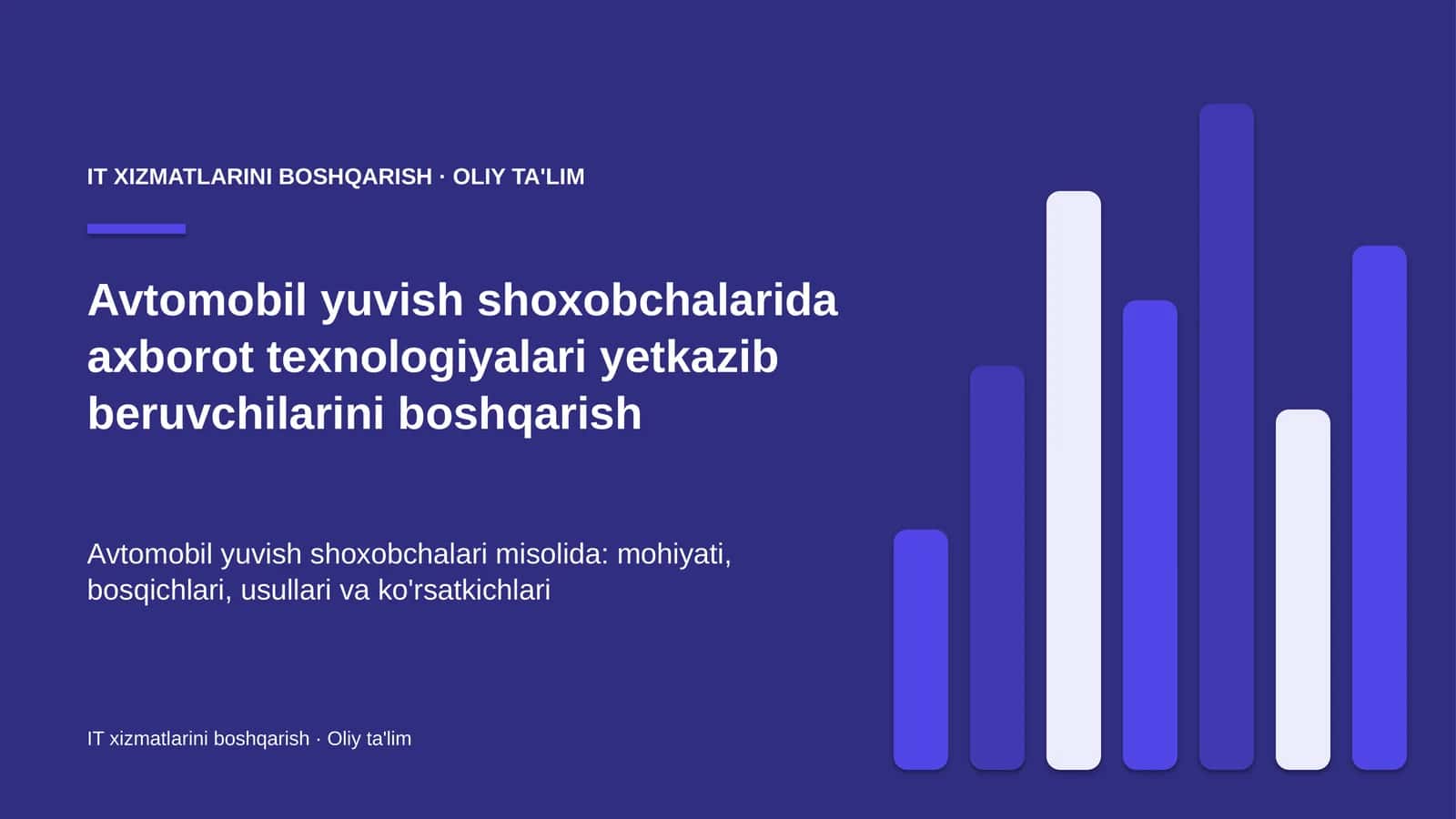 IT XIZMATLARINI BOSHQARISH · OLIY TA'LIM