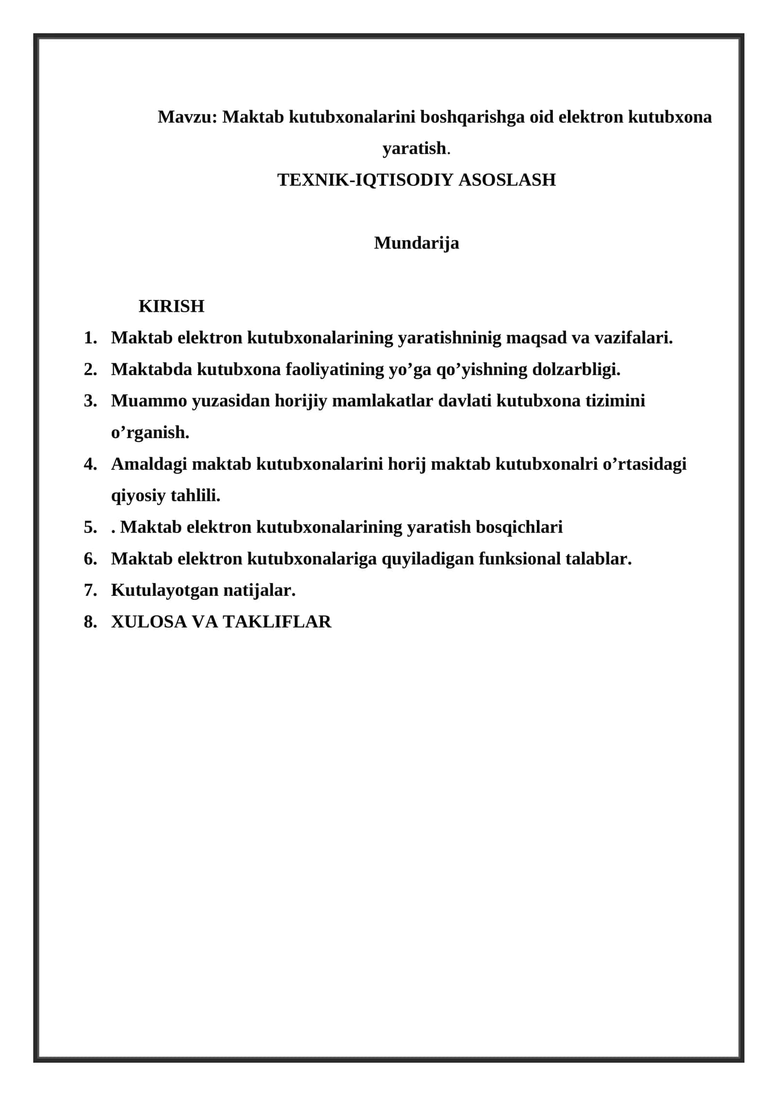 Maktab kutubxonalarini boshqarishga oid elektron kutubxona yaratish